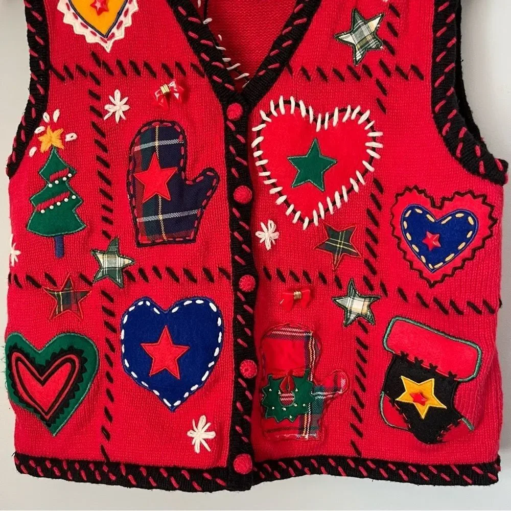 Designers Originals Studio Vintage 1990s Christmas Holiday Sweater Vest Size S